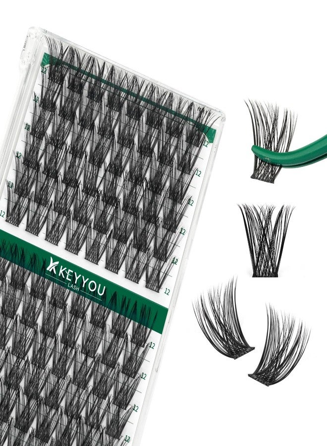 KEYYOU Eyelash Clusters, 96 Pieces, Eyelash Extensions, C Curl, 12 mm, Clusters, Lashes, Volume, Natural, Gentle Eyelash Extension (Y01-C-12) - Image 1