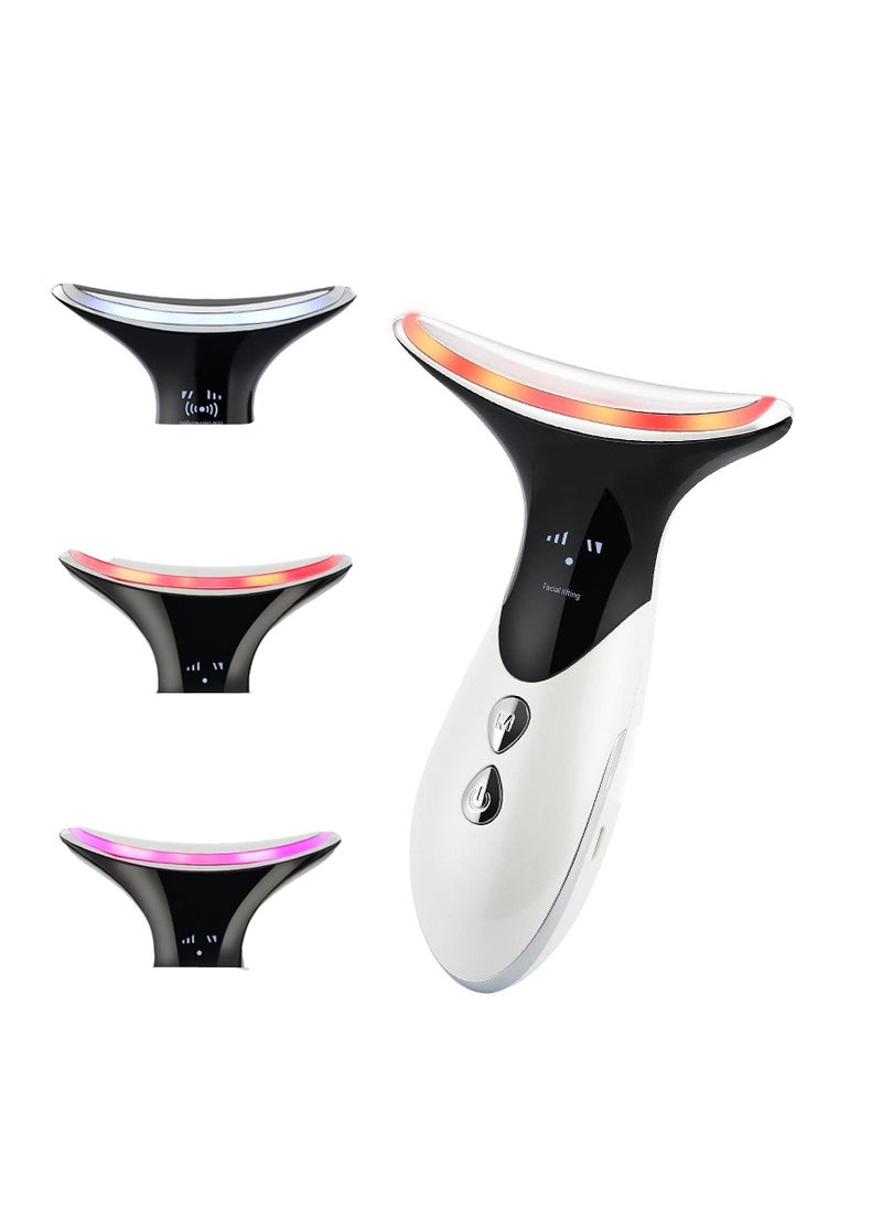 KASTWAVE جهاز تدليك الوجه مع العلاج بالضوء LED، أجهزة تدفئة الوجه ورفع الذقن، جهاز تدليك الوجه بالاهتزاز EMS على شكل حرف V لشد الوجه ومكافحة الشيخوخة ورفع التجاعيد وشدها، 3 أوضاع تدليك وتقوية الوجه  - Image 1
