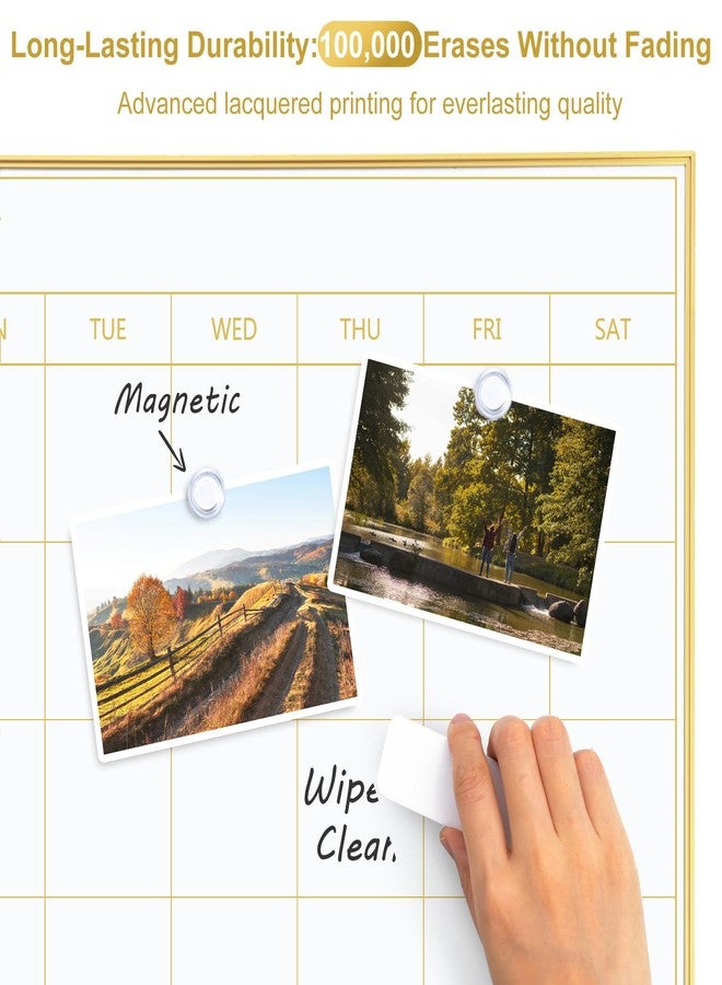 ARCOBIS Dry Erase Calendar with Cork Board, 36"x24" Magnetic White Board Calendar Dry Erase for Wall, Gold Frame Combination Board for Office, Home, School - Image 3
