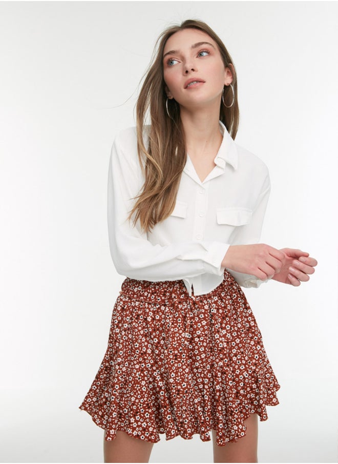 trendyol - Ecru Pocket Detailed Crop Aerobin Regular Normal Fit Woven Shirt TWOSS22GO0715 - Image 1