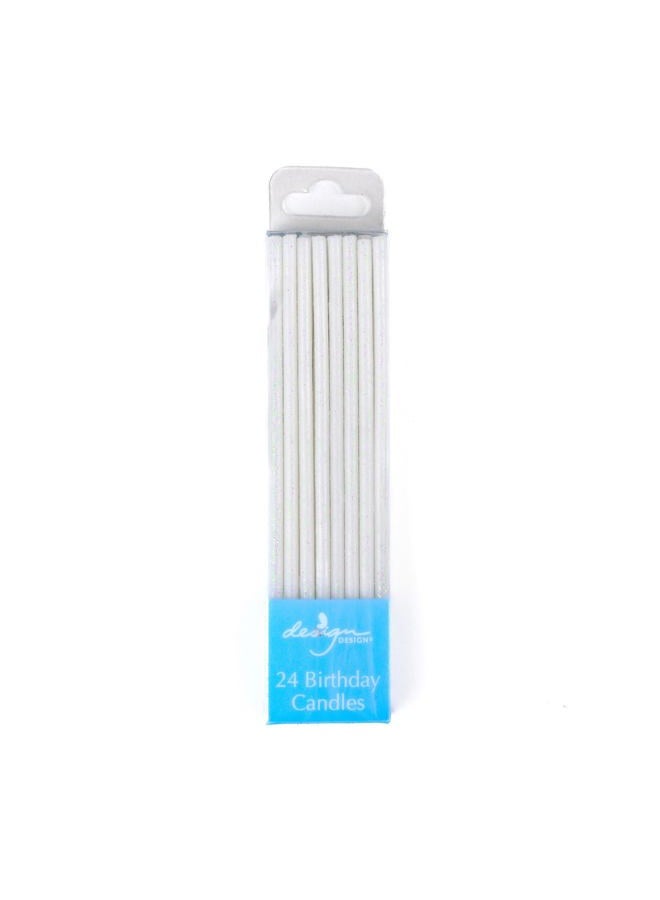 756-10229 Thin Glitter White Birthday Candles