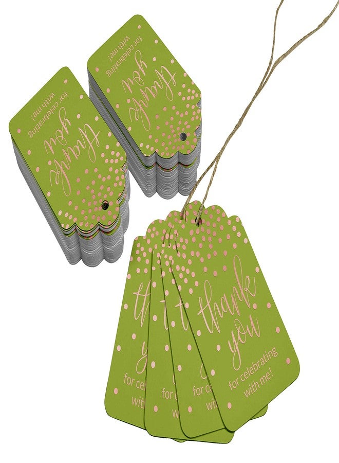 Inkdotpot Pack of 50 Rose Gold Foil Paper Tags Thankyou for Celebrating with Me Birthday Favor Hang Tags - Image 3