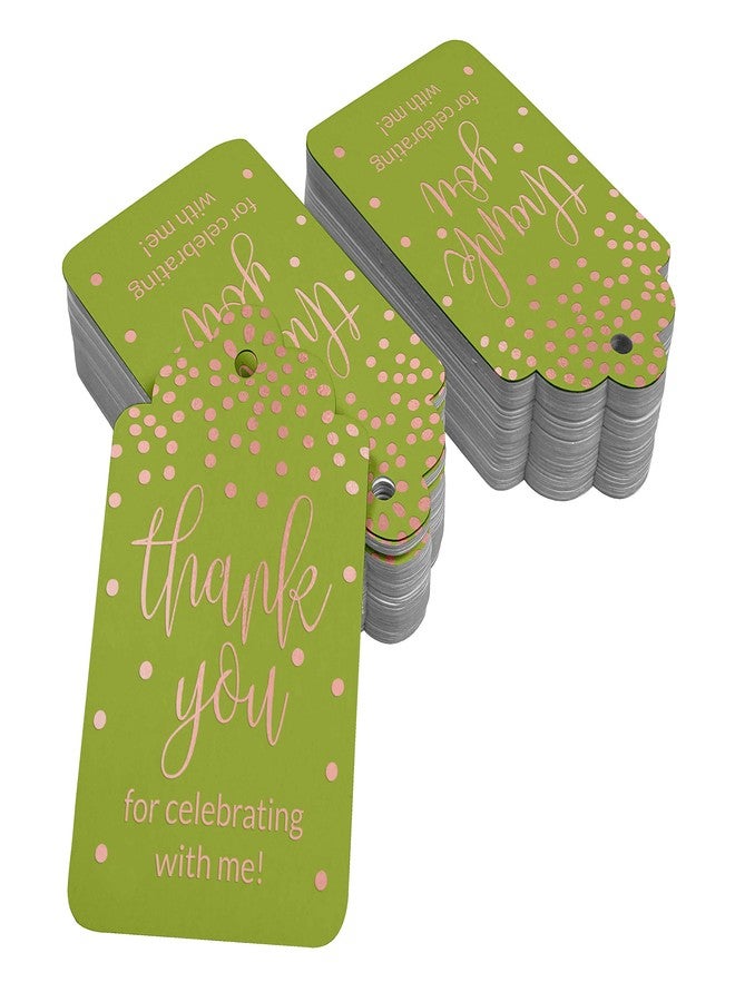 Inkdotpot Pack of 50 Rose Gold Foil Paper Tags Thankyou for Celebrating with Me Birthday Favor Hang Tags - Image 2