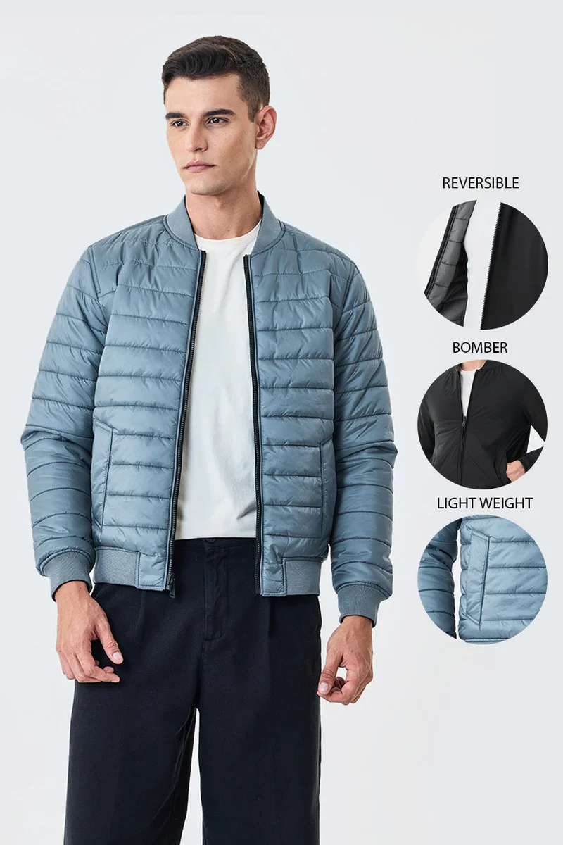 سنيتش Steel Blue Textured Long Sleeve Regular Fit Jacket