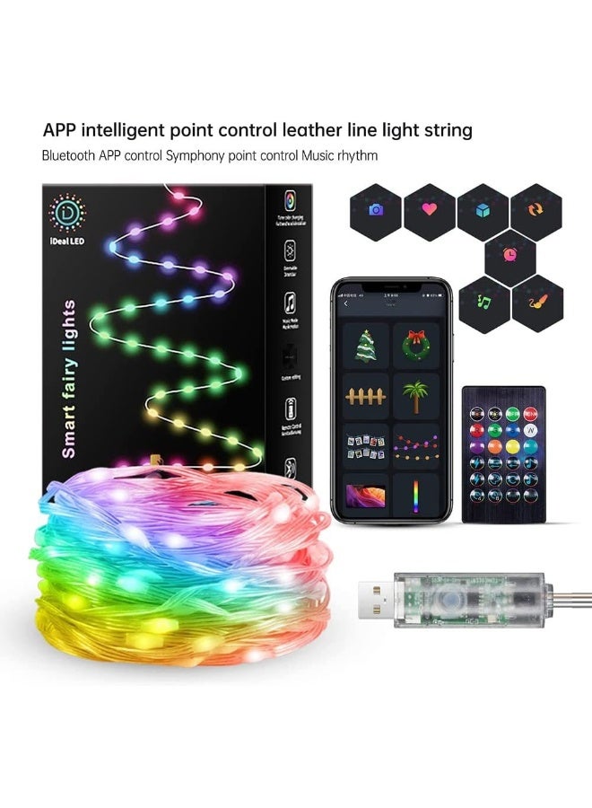 نيبمينينت أضواء خيط LED ملونة بتقنية Bluetooth USB مع تحكم عبر التطبيق وتأثيرات صوتية موسيقية، أضواء خيطية خارجية مقاومة للماء IP67 لعيد الميلاد والمهرجانات، مع جهاز تحكم عن بُعد، 20 متر (200 LED) - Image 4