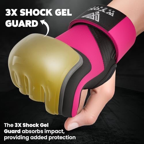 WYOX Gel Boxing Hand Wraps Inner Gloves for Men & Women, 80cm Quick Wrist Straps, Padded Knuckle Protection for Muay Thai Kickboxing, Hand Wraps for Boxing & Martial Arts (Pink, XS) - Image 3