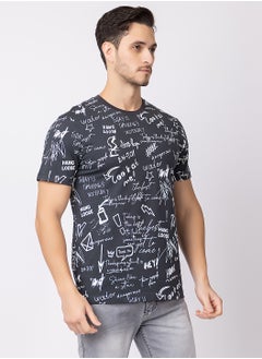 OCTAVE Octave Men's Solid Color Cotton  T-shirt,Charcol  - Image 4