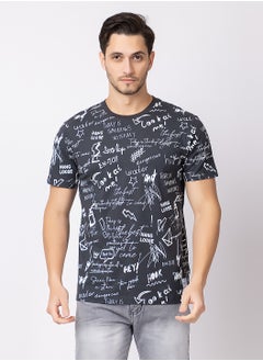 OCTAVE Octave Men's Solid Color Cotton  T-shirt,Charcol  - Image 5