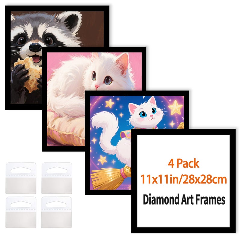 Majreey Diamond Art Frame 12x12 Inch - Diamond Frames 30x30 cm Painting Suitable for 10x10inch Picture, Diamond Frame Magnetic Self-Adhesive,Suitabble Frames Painting for Wall Window Door - (Black-4Pack) - Image 1