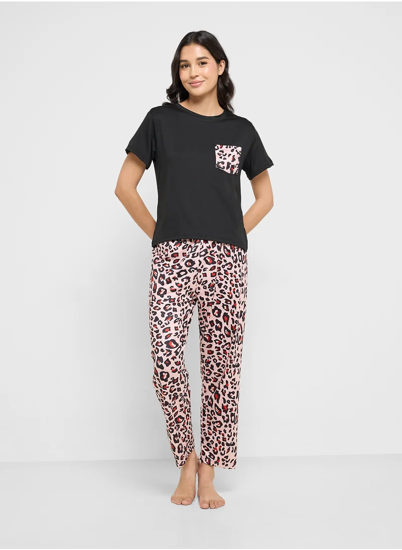 Ginger Leopard Print Nightwear Set