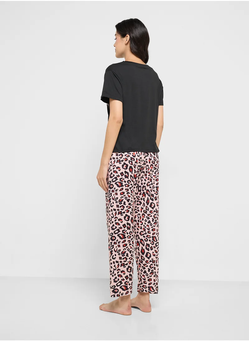 Ginger Leopard Print Nightwear Set