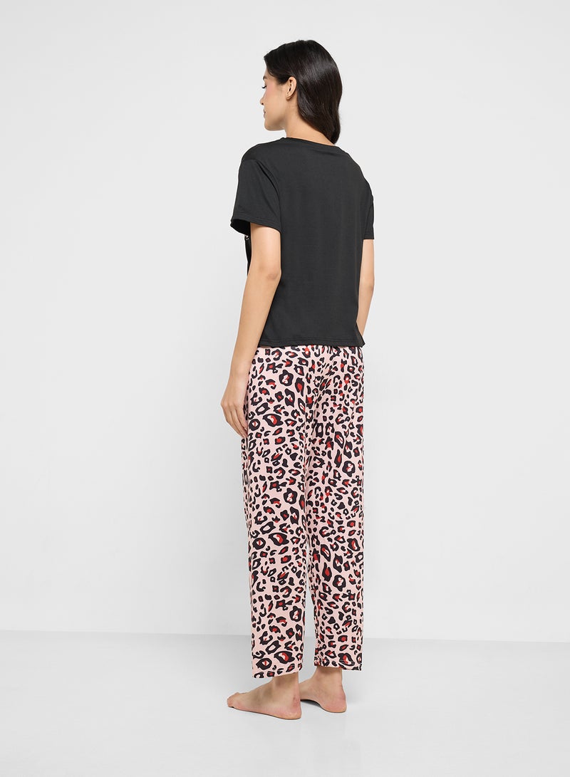 Ginger Leopard Print Nightwear Set  - Image 2