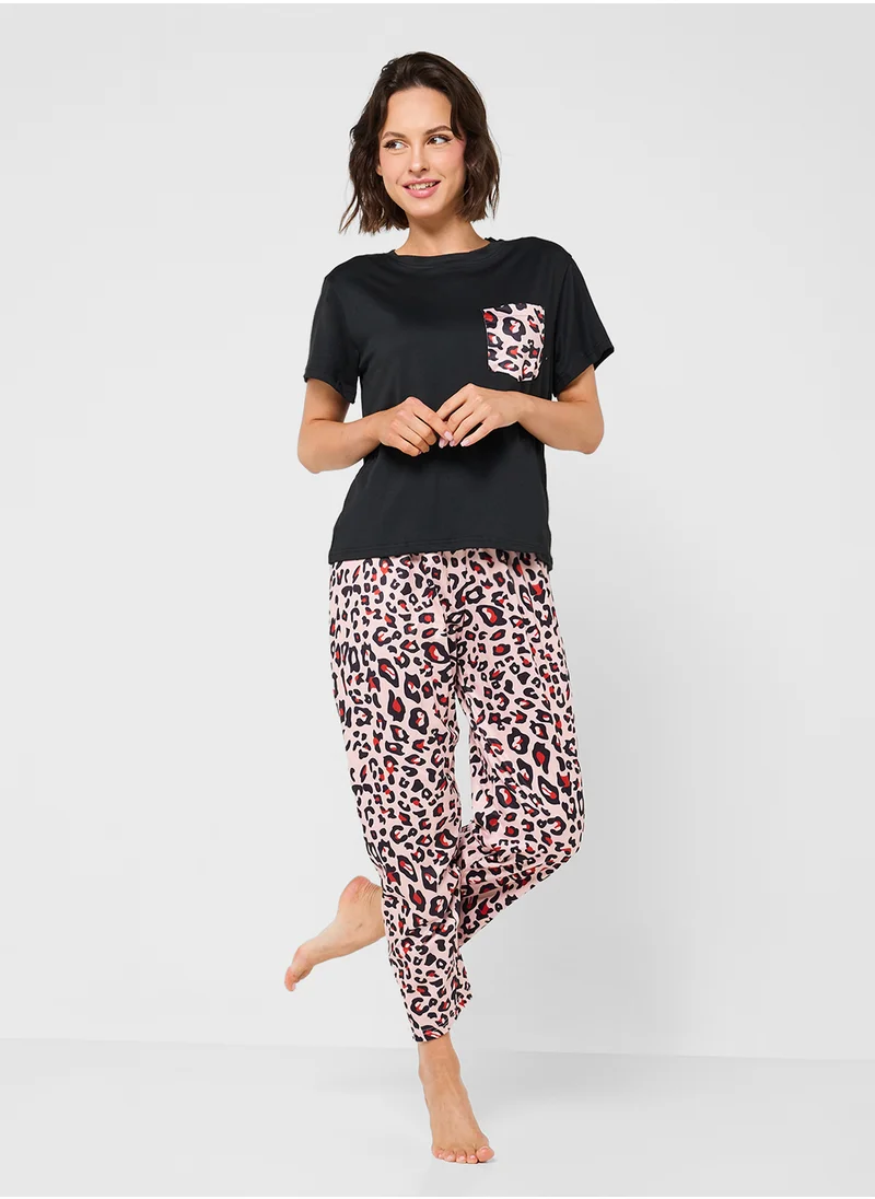 Ginger Leopard Print Nightwear Set