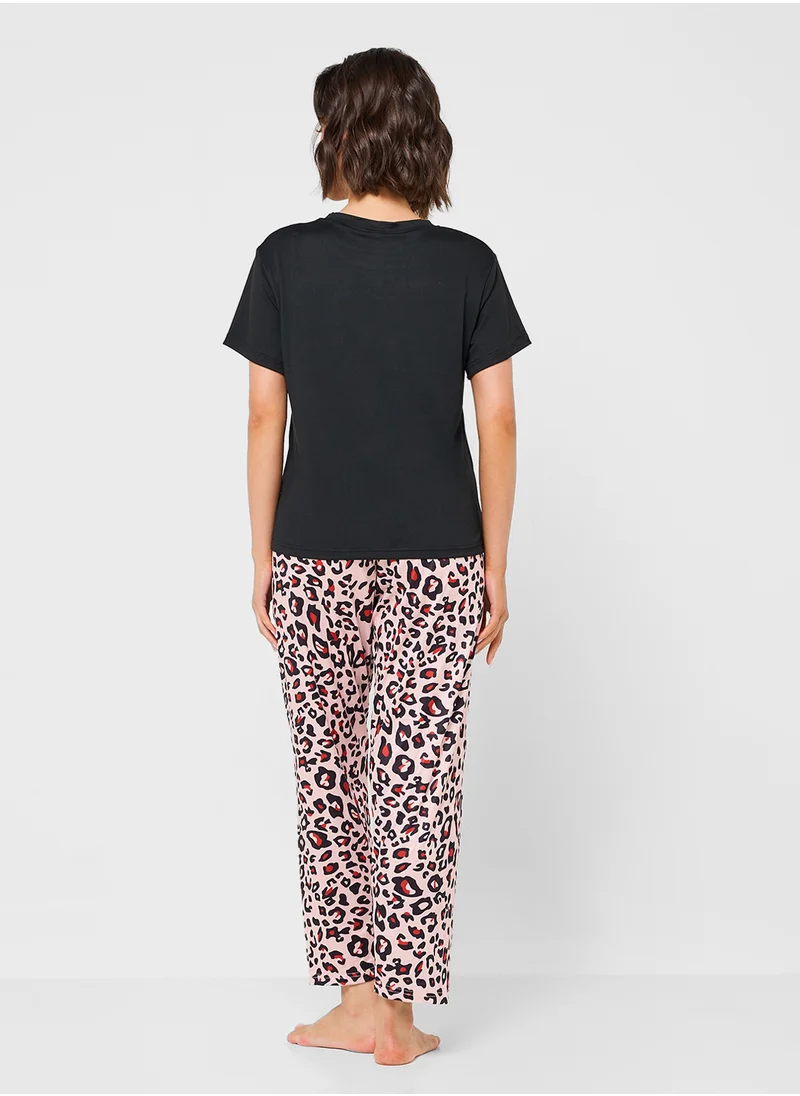 Ginger Leopard Print Nightwear Set