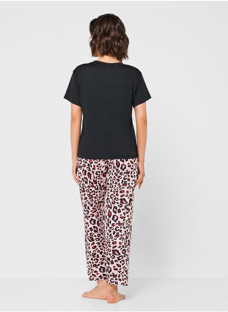 Ginger Leopard Print Nightwear Set  - Image 2