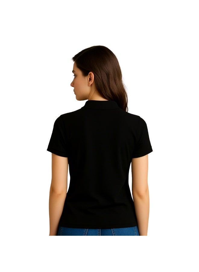 برينت شوب فور مي تي شيرت بولو نسائي من Interlock بقصّة عادية وأكمام قصيرة من القطن الخالص، 220 جرام لكل متر مربع، ألوان أساسية - Image 5