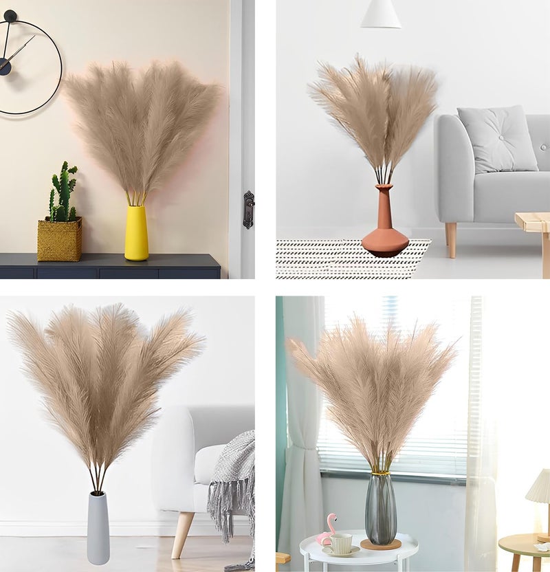 SYGA Elegant 7Piece Artificial Flower Decoration Set with Simulated Reed Pampas Grass FeathersBrown - Image 5