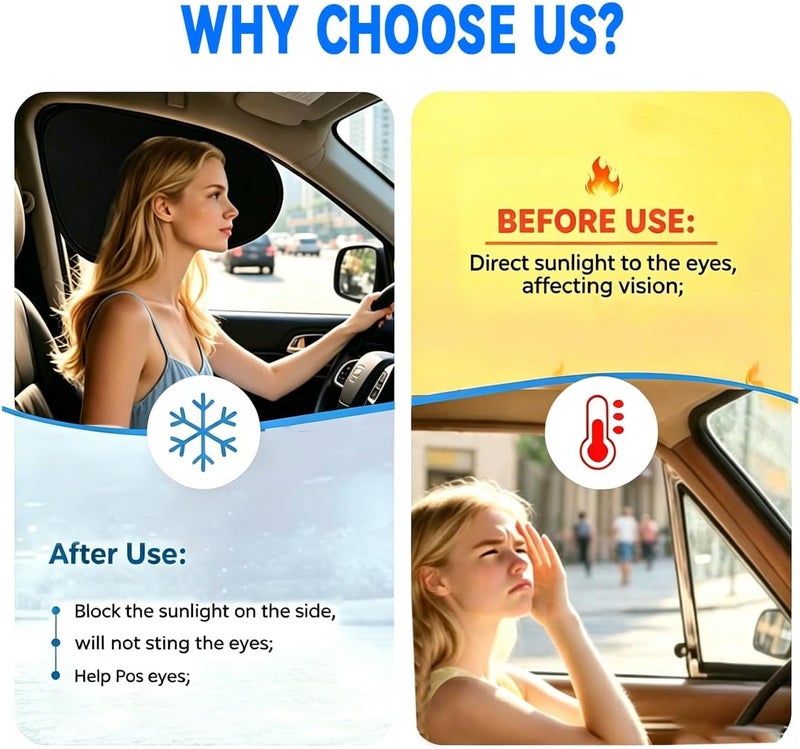 Couleurs Car Window Shade 4 Pack, Magnetic Sun Blocker with Static Suction, 99% UV Protection, Universal Fit for Sedan MPV SUV Truck, Front and Rear Windows - Image 3