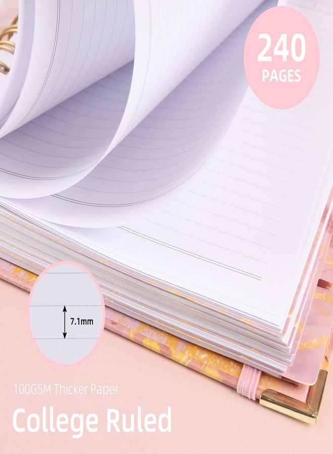 Kutoda Spiral Notebooks for Work, 240 Pages Lined Spiral Journal Notebook, 5 Subject A5 College Ruled Journals for Writing, 8.6”x6.2''Journaling Notebooks for School Office Supplies (Pink Marble) - Image 2