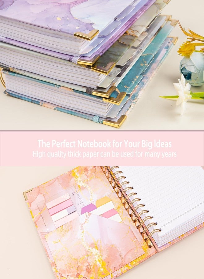 Kutoda Spiral Notebooks for Work, 240 Pages Lined Spiral Journal Notebook, 5 Subject A5 College Ruled Journals for Writing, 8.6”x6.2''Journaling Notebooks for School Office Supplies (Pink Marble) - Image 5