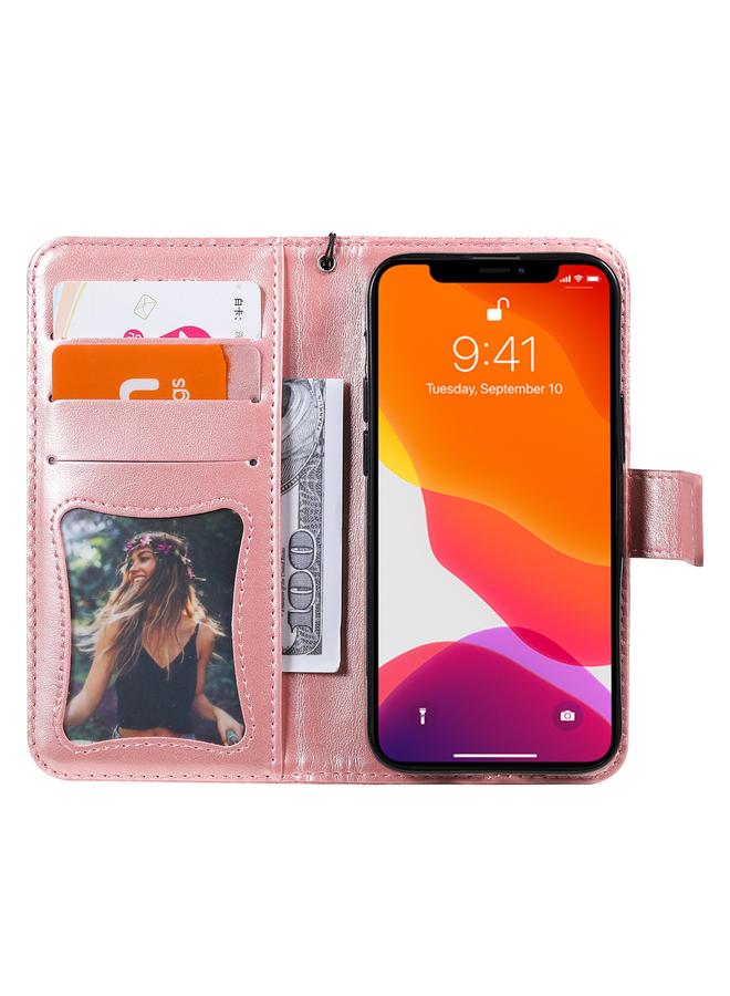 S-TOP Case For iPhone 13 Pressed Printing Rattan Flower Pattern Horizontal Flip PU Leather Case with Holder & Card Slots & Wallet & Photo Frame - Image 4