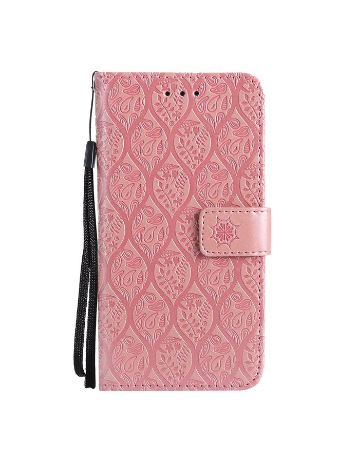 S-TOP Case For iPhone 13 Pressed Printing Rattan Flower Pattern Horizontal Flip PU Leather Case with Holder & Card Slots & Wallet & Photo Frame - Image 2