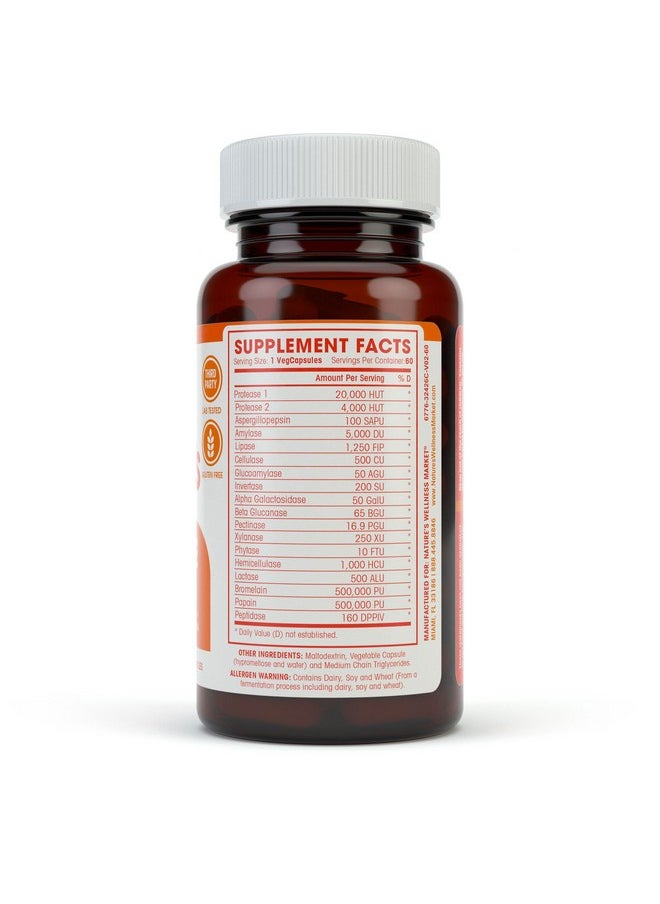 Natures Wellness - Digestive Enzymes Complete Advanced Multi Enzyme Supplement For Better Digestion  Absorption Help Gas Relief Discomfort Bloating Ibs Gluten  Lactose Intolerance - Image 1