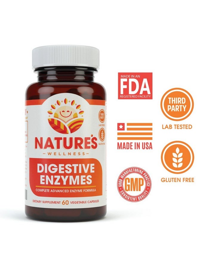 Natures Wellness - Digestive Enzymes Complete Advanced Multi Enzyme Supplement For Better Digestion  Absorption Help Gas Relief Discomfort Bloating Ibs Gluten  Lactose Intolerance - Image 1