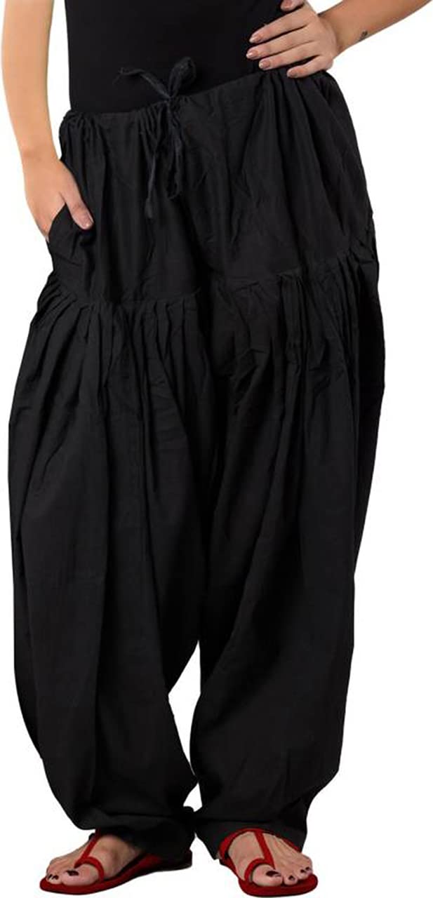 ANARO Women's Plain Cotton Patiala Salwar Pant with Side Pockets (in, Numeric, 48, Regular, Black) - Image 2