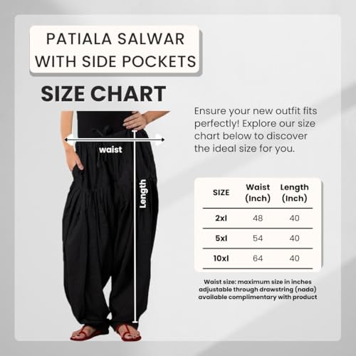 ANARO Women's Plain Cotton Patiala Salwar Pant with Side Pockets (in, Numeric, 48, Regular, Black) - Image 5