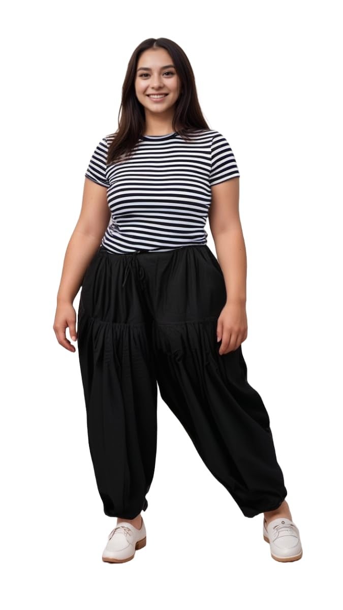 ANARO Women's Plain Cotton Patiala Salwar Pant with Side Pockets (in, Numeric, 48, Regular, Black) - Image 1