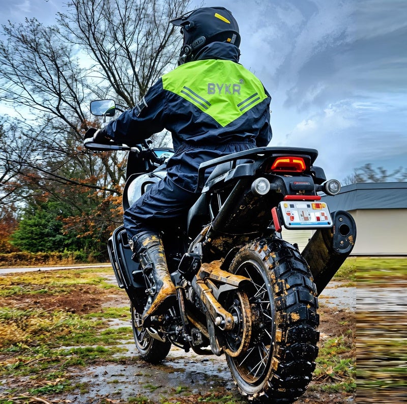BYKR Waterproof Outdoors Motorcycle Rain Suits for Men & Women Cycling 2-Piece Breathable & Windproof Wet Weather Protection - Image 5