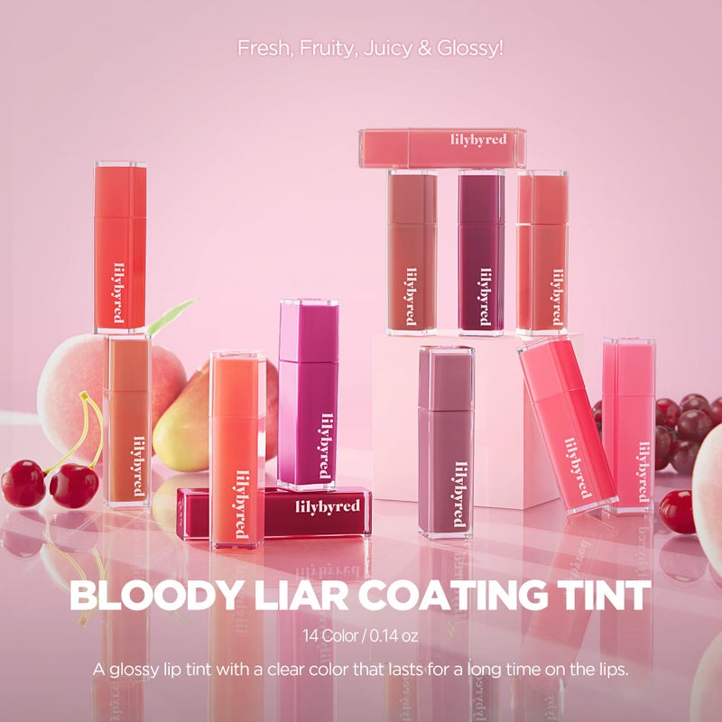 lilybyred تلوين الشفاه الليلي من lilybyred Bloody Liar | صبغة شفاه كورية لامعة، لون زاهي وعصيري، لمعان شراب، مرطب، يدوم طويلاً ومقاوم للتلطخ، غير لزج، خفيف الوزن، 0.14 أونصة (01 مشمش ناعم) - Image 2