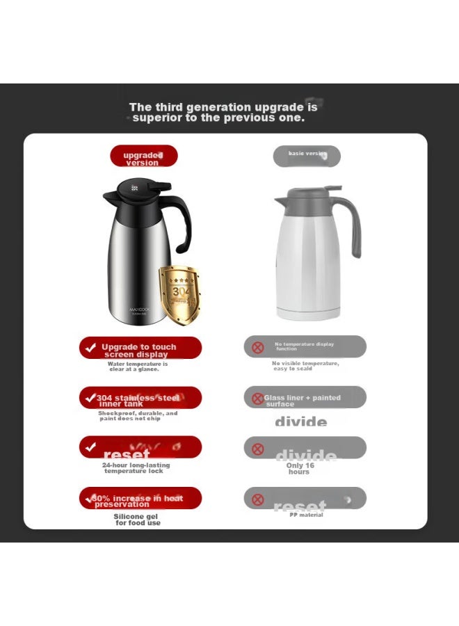 MAX COOK Maxcook Insulated Thermos, Smart Temperature Display Hot Water Bottle, Home Use 304 Stainless Steel Vacuum Hot Water Bottle, 2l, Mch8306 - Image 3