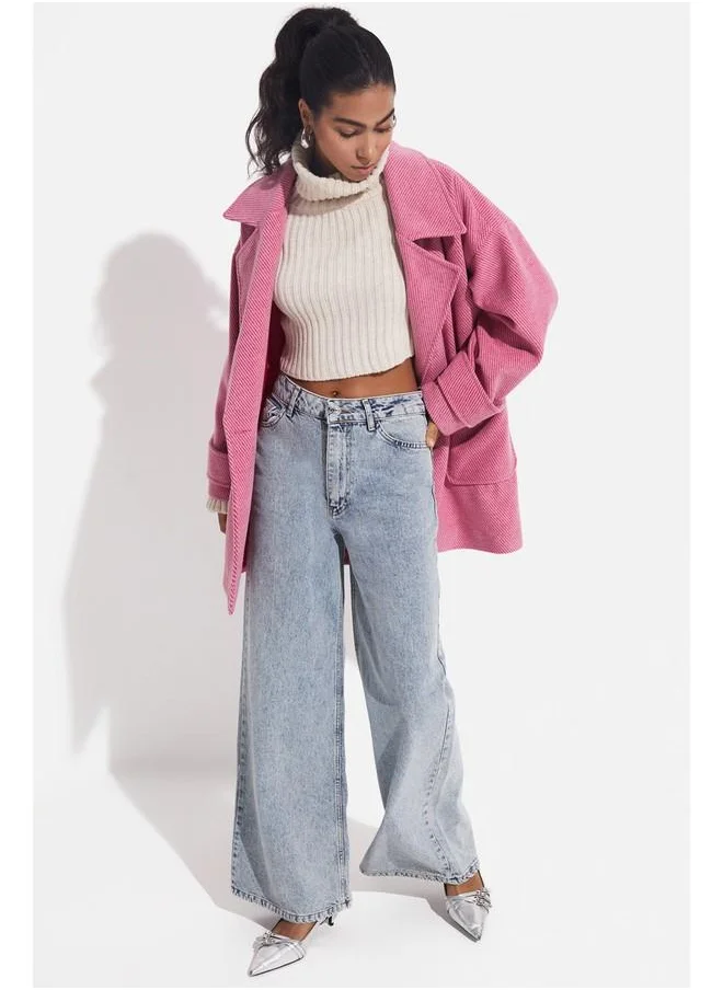 جون June Low Sleeve Oversize Coat Pink
