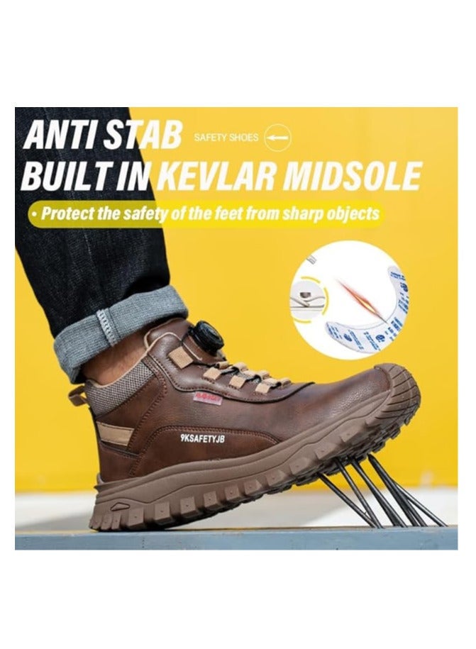 Men's Industrial Safety Boots Waterproof Anti-Slip Insulated Anti Smashing Puncture Resistant Work Shoes Sports Style Casual Solid Low Top with Round Toe Steel Guard Fabric Lined PU Upper and Sole All Season(40 EUR) - Image 5