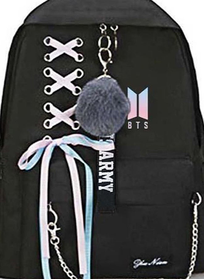 BTS Polyester School Backpack Black - Image 3