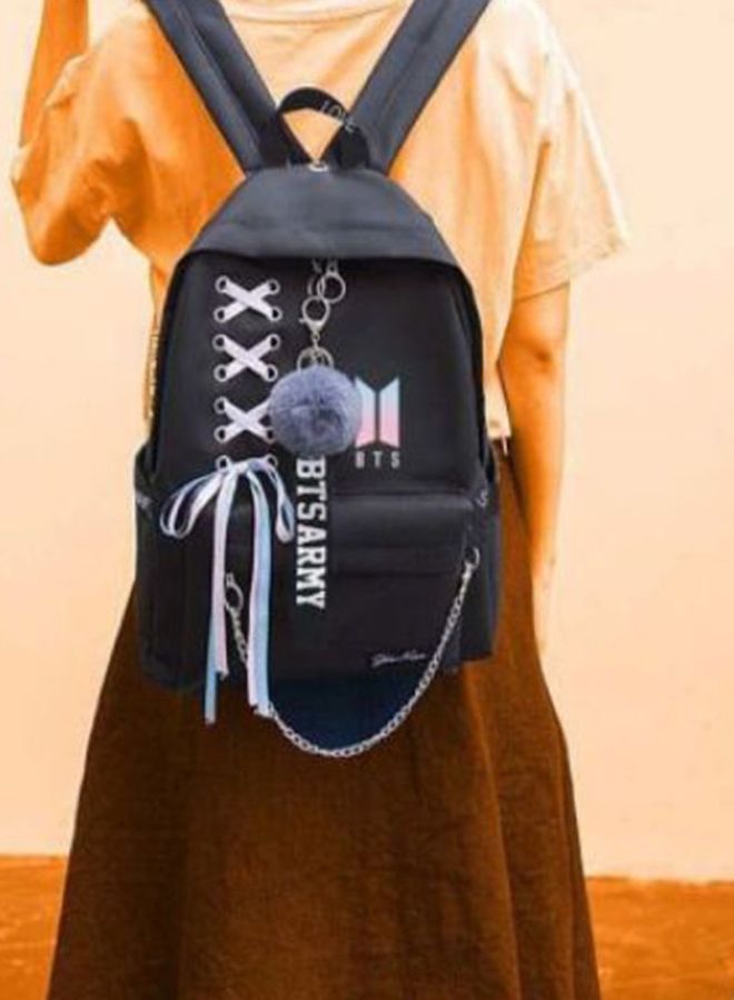 BTS Polyester School Backpack Black - Image 2