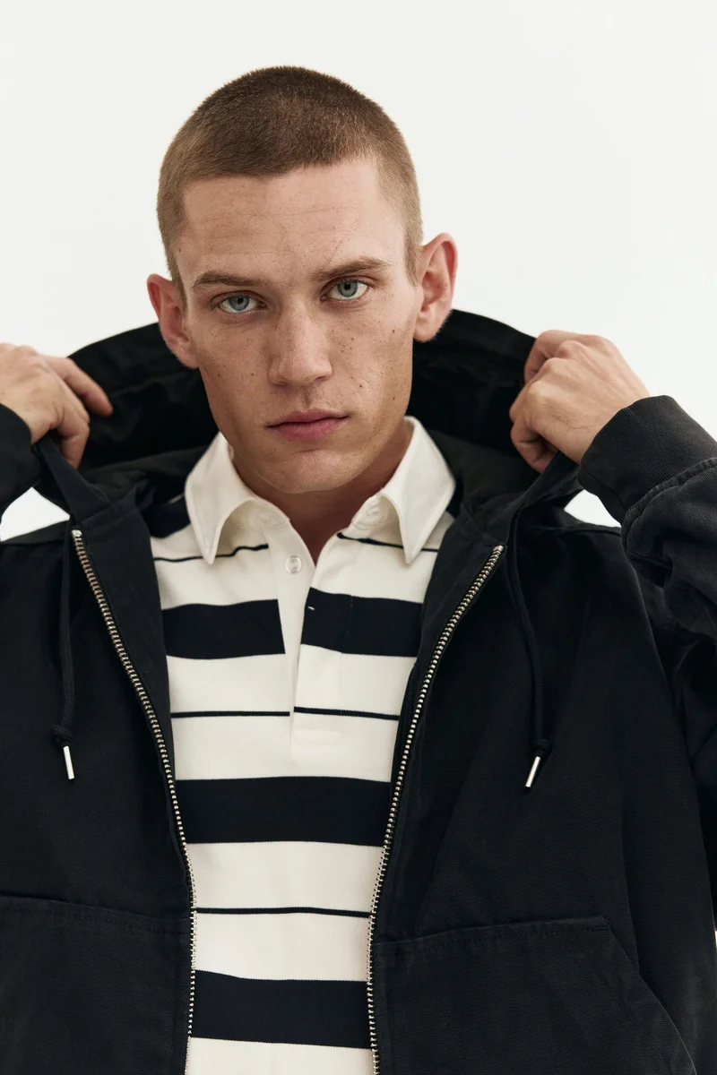 H&M  Loose Fit Hooded canvas jacket for Men | Best Price UAE