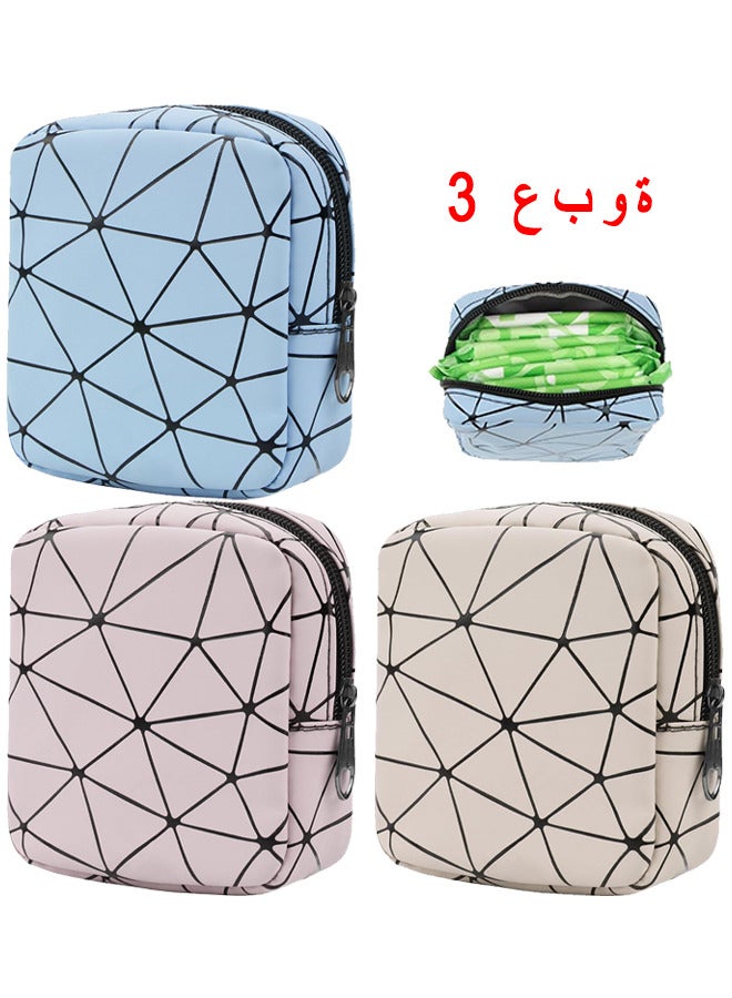 Depend 3 Pieces Sanitary Napkin Organizer Menstrual Bag Zip Menstrual Pad Bag Portable Sanitary Napkin Organizer Purse Tampon Holder Teenage Menstrual Bags For Girls Ladies First Period Gifts For Girls - Image 1