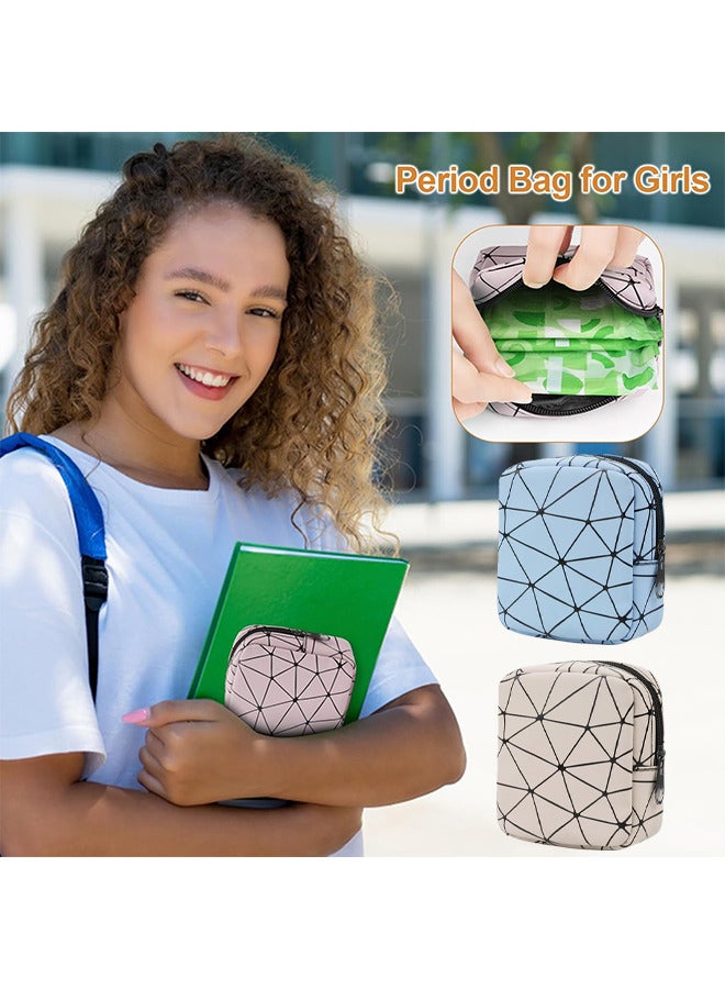 Depend 3 Pieces Sanitary Napkin Organizer Menstrual Bag Zip Menstrual Pad Bag Portable Sanitary Napkin Organizer Purse Tampon Holder Teenage Menstrual Bags For Girls Ladies First Period Gifts For Girls - Image 3