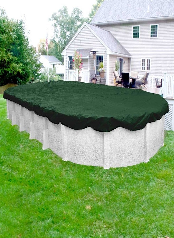 Robelle 12 x 24 ft Heavy Duty Green Winter Oval Pool Cover for Above Ground Pools, 4 ft Overlap (16 x 28 ft Cover Size), Solid 8 x 8 Scrim, 2.36 oz/yd2, 10-Year Warranty, Style: 321224-4A - Image 2
