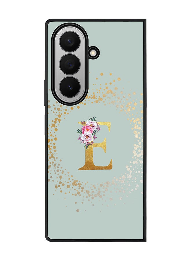 Stylizedd For Samsung Galaxy Z Fold7 Case,Slim fit Camera Protection, Shockproof Thin Phone cover  - Custom Monogram Floral - E  (Light Grey )