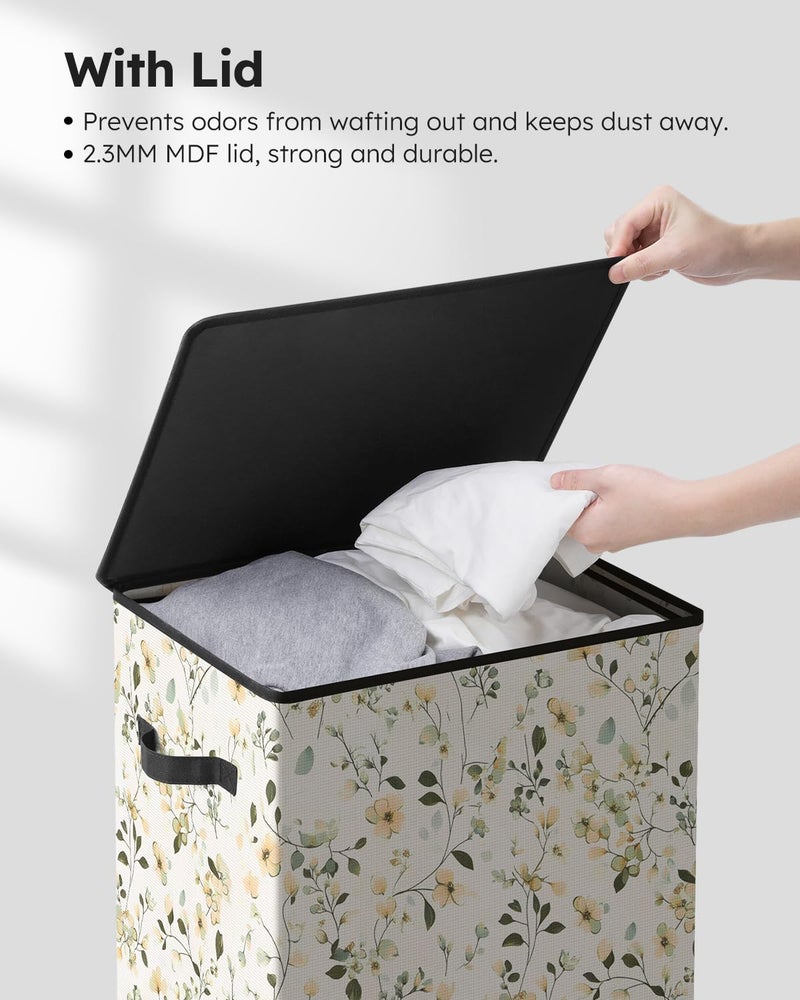 SOLEDI Laundry Hamper with Lid, 90L Tall & Large Floral Laundry Basket, Collapsible Clothes Hamper with Removable Bag, Dirty Hampers for Bedroom, Bathroom, Laundry Room - Image 5