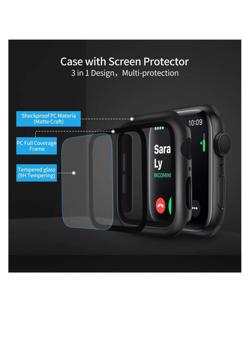 Captaintech Hard PC Case with Tempered Glass Screen Protector Compatible for Apple Watch Series 6/5/4/SE 44mm, Case for All-Around Coverage Protective Bumpers Cover for iWatch Series (2 Pack) - Image 3