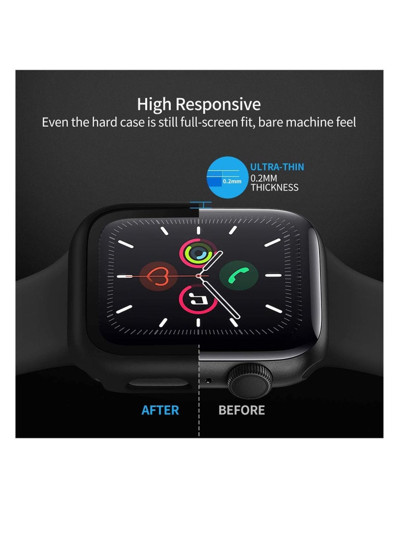 Captaintech Hard PC Case with Tempered Glass Screen Protector Compatible for Apple Watch Series 6/5/4/SE 44mm, Case for All-Around Coverage Protective Bumpers Cover for iWatch Series (2 Pack) - Image 5