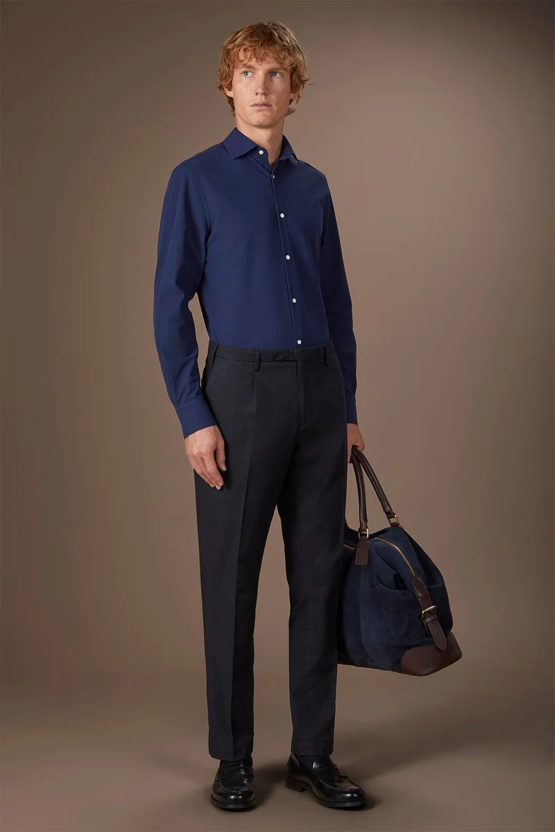 Doppelganger White Men's stretch shirt with classic collar in Oxford fabric - White for Men | Best Price UAE