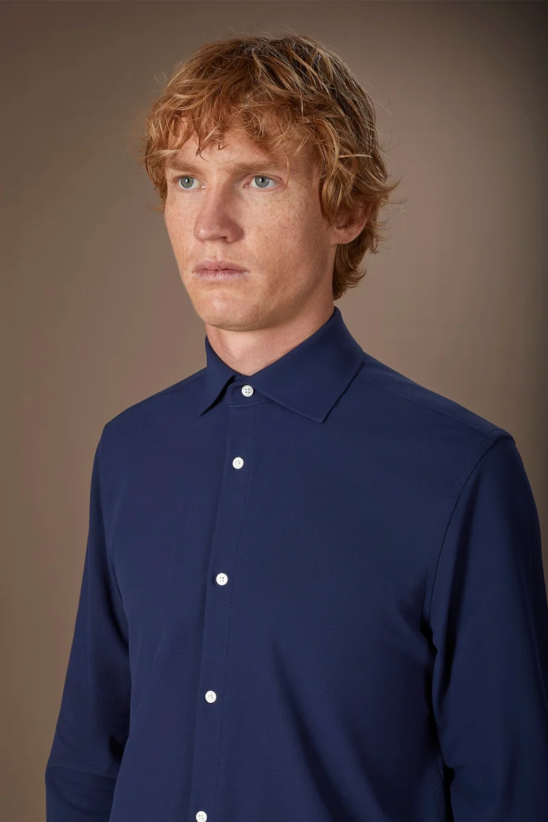 Doppelganger White Men's stretch shirt with classic collar in Oxford fabric - White for Men | Best Price UAE