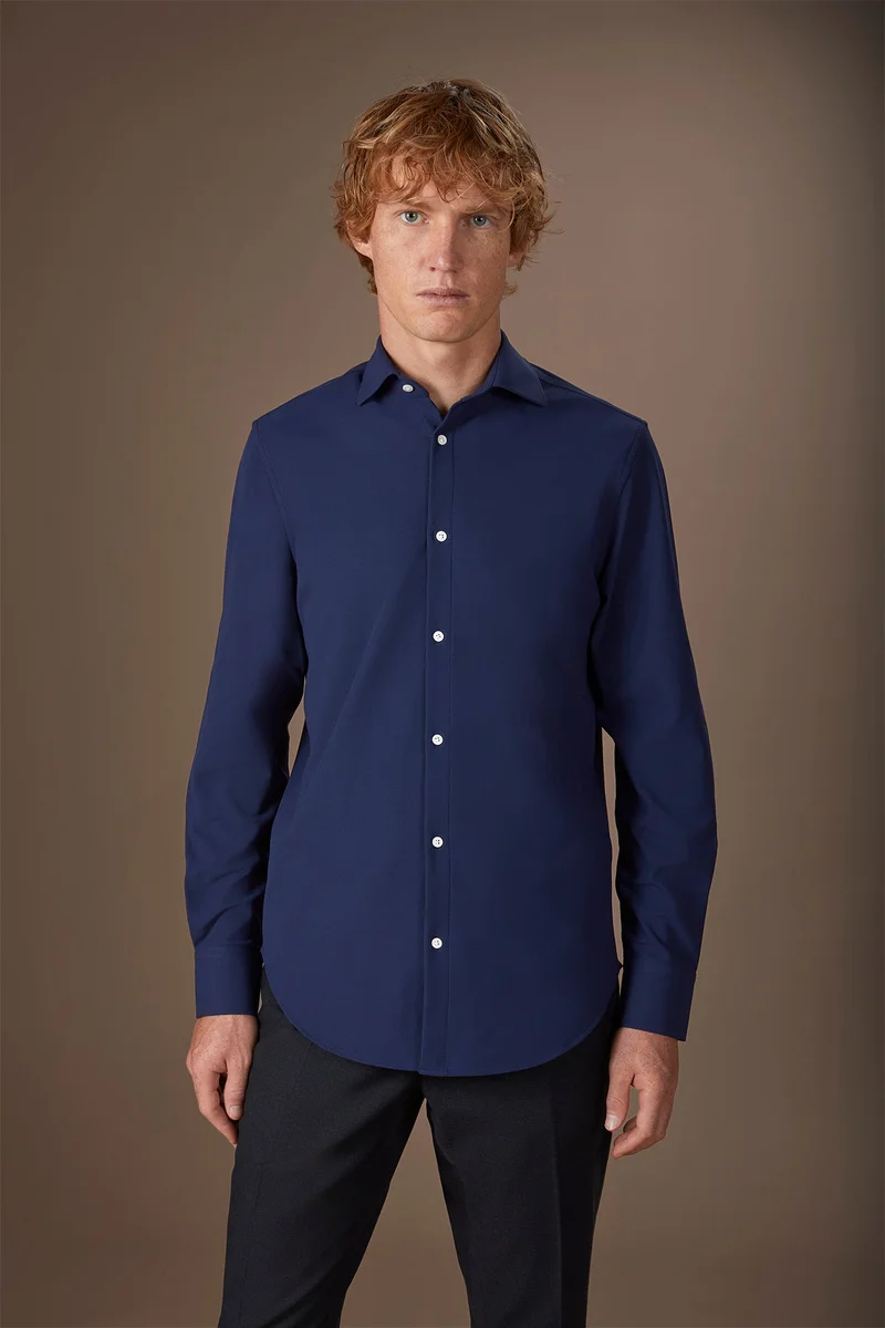 Doppelganger White Men's stretch shirt with classic collar in Oxford fabric - White for Men | Best Price UAE