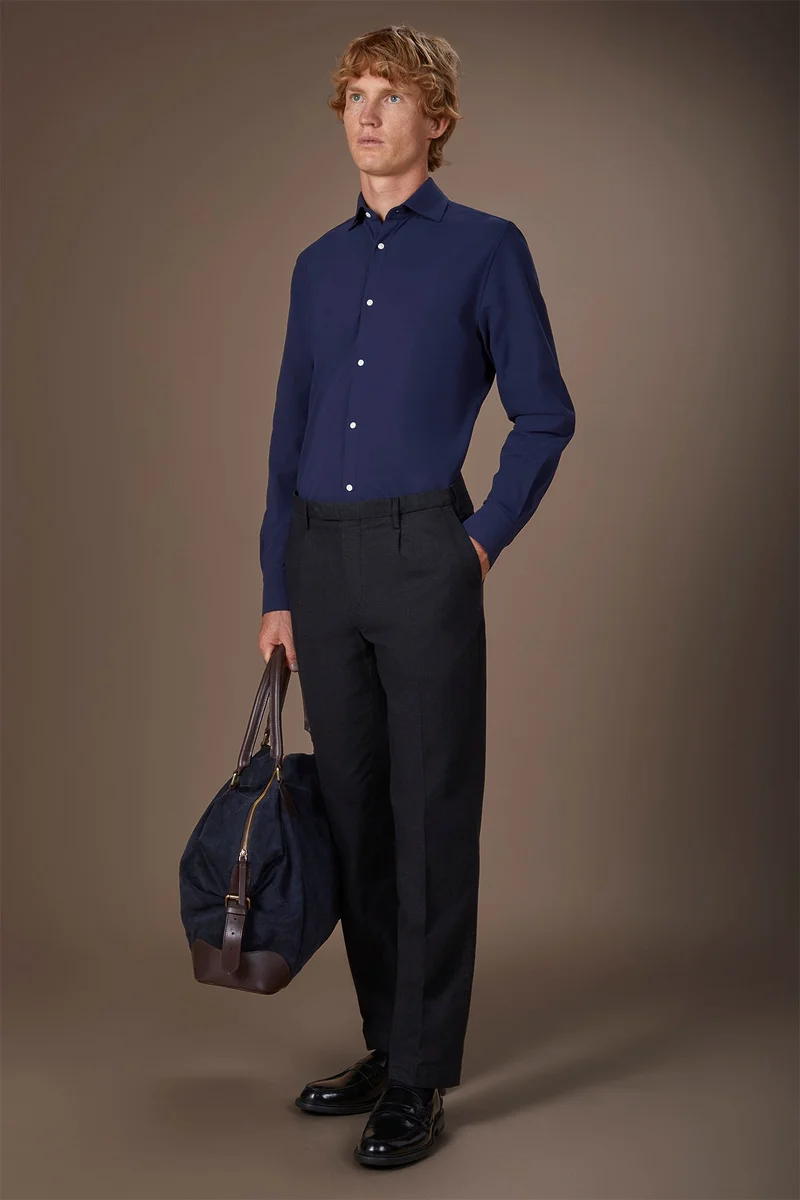 Doppelganger White Men's stretch shirt with classic collar in Oxford fabric - White for Men | Best Price UAE
